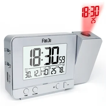 Projektion Vækkeur med Temperatur og Tid Projektion/USB Oplader/Indendørs Temperatur og Luftfugtighed Skrivebord Ur