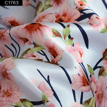 HYSK silke crepe satin stof eng vintage blomst brugerdefineret digital print vævet engros charmeuse materiale til kjole C1761