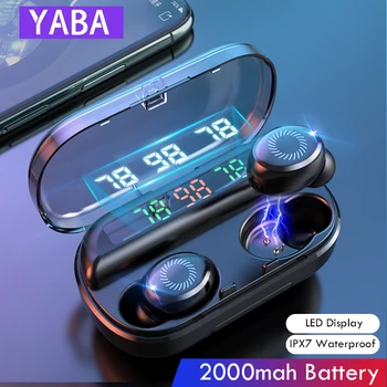 YABA V10 8D Trådløse Hovedtelefon Bluetooth-hovedtelefoner, Sport Earbuds LED Skærm Touch Kontrol HIFI-Stereo-Headset med Mic