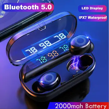 YABA V10 8D Trådløse Hovedtelefon Bluetooth-hovedtelefoner, Sport Earbuds LED Skærm Touch Kontrol HIFI-Stereo-Headset med Mic