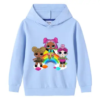 Piger Hættetrøjer LOL Dukker, Tegnefilm Mønster Fuld Sweater langærmet Hooded Sweater Børn sportstøj Bomuld Kids Tøj
