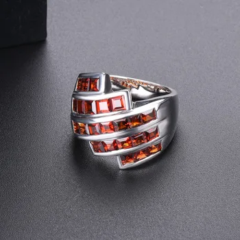 5.06 Karat Naturlig Granat vielsesringe Massiv 925 Sterling Sølv Ædelsten Ring Fine Smykker, Specielle Design Gaver til Kvinder