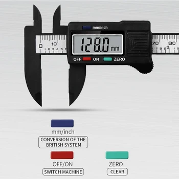 0-150 mm LCD-Digital Bremsekalibre Elektroniske Digitale Vernier LCD-Tv med Caliper Millimeter Konvertering Mikrometer Lineal Måle Værktøj