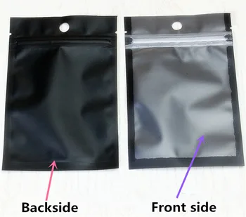 Leotrusting 100pcs den Ene Side Klar Plast Pose Matteret Sort/Hvid Hængende Zip-Lock Pose Mat Plast Gaver Taske Til Legetøj USB-Drev