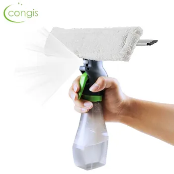 Congis 3 I 1 Spray Glas Børste Microfiber Klud Hoved Silikone Skraber Vindue Clean Tool Bil Rengøring Brush cleaner