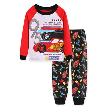 2021 Nye Børn Pyjamas Sæt Baby Piger og Drenge Pyjamas Bomuld Tøj 95 Bil Tegnefilm langærmet T-shirt+pyjama Bukser