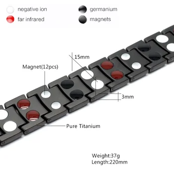 Escalus Mænds Sundhed Ren Titanium Magnetiske Armbånd Til Mænd Guld Farve Fire i en Magneter, Ion Germanium Langt Infar Rød Armbånd