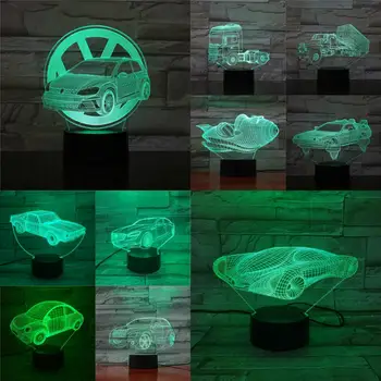 Bil 3D-Model Lampe LED Sovende Nat Lys Touch Remote Lamparas Drenge Gave Soveværelse Skrivebord Ved siden af Indretning Science Fiction