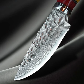 TUREN-Lige Håndlavet smedet Høj hårdhed VG10 Damascus knive fast kniv jagt kniv Mønster stål Udendørs kniv