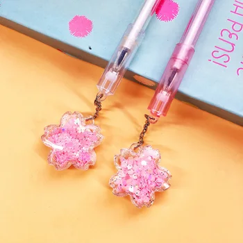 50STK Sand Pailletter Cherry Blossom Gel Pen Søde Fairy Elevens Underskrift Pen Papirvarer Kawaii skoleartikler
