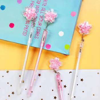 50STK Sand Pailletter Cherry Blossom Gel Pen Søde Fairy Elevens Underskrift Pen Papirvarer Kawaii skoleartikler