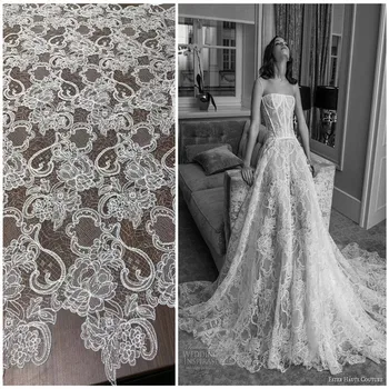 2020 Seneste Tynd og Let Hot stil off white mode fransk Lace Stof bryllup kjole materiale stof