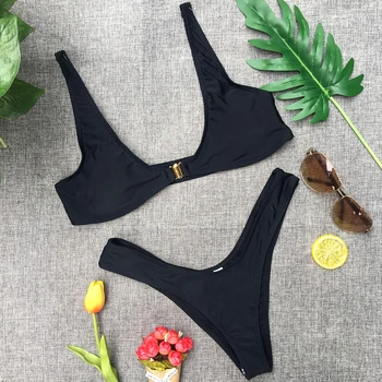 ZTVitality Bikini 2019 Hot Salg Solidt Polstret Bh-Stropper Push Up Bikini Sexet Lav Talje Badedragt Brasilianske Biquini Badetøj Til Kvinder