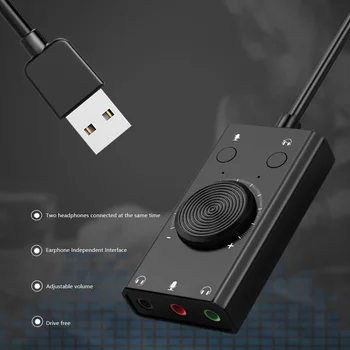 ORICO Bærbare Eksterne USB-lydkort, Mikrofon, Hovedtelefon To-i-Én Med 3-Port Output Bærbar PC Adapter