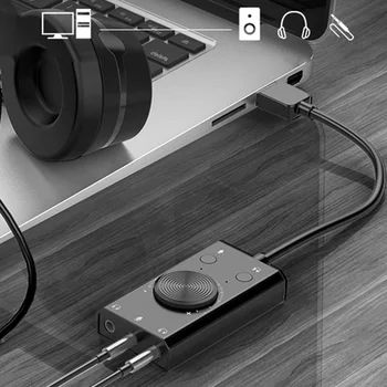 ORICO Bærbare Eksterne USB-lydkort, Mikrofon, Hovedtelefon To-i-Én Med 3-Port Output Bærbar PC Adapter
