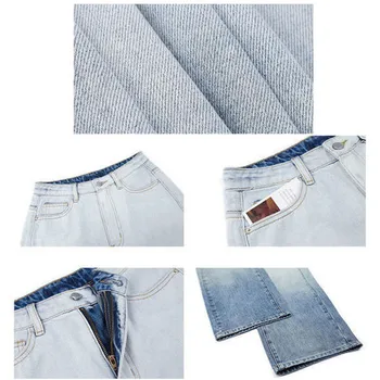 Gradient Blå Farve Brede Ben Jeans 2020 Nye Kvinder med Høj Talje Streetwear Denim Bukser Mode Kærester Harem bukser Streetwear 183635