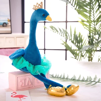 Udstoppet Svane Flamingo Peacock Plys Legetøj med krone Udstoppede Dyr Dukke Bløde Legetøj til Børn Piger Gave boligindretning