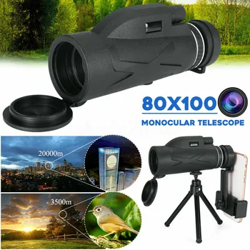 Høj Kvalitet 80X100 HD Zoom Monokulare Teleskop Klare Svag Night Vision med SmartPhone Holder til Jagt Bærbare Okularet