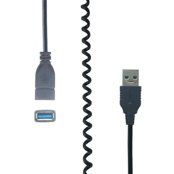 USB 3.0-Udtrækkeligt forlængerkabel Mandlige og Kvindelige Extender Foråret Data Ledningen Mus Tastatur Coiling Wire