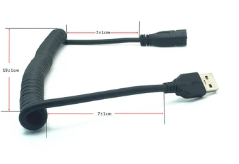 USB 3.0-Udtrækkeligt forlængerkabel Mandlige og Kvindelige Extender Foråret Data Ledningen Mus Tastatur Coiling Wire