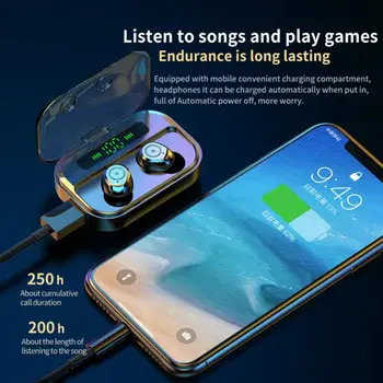 IPX7 Vandtæt TWS M7s Blutooth 5.0 Hovedtelefoner Trådløse Hovedtelefoner Vandtætte Øretelefoner med Charing Tilfælde Bluetooth-In-ear-Headset