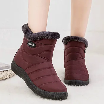 Vinteren kvinder støvler 2021 mode vandtæt sne støvler vinter sko kvinde casual let zip varm blød pels ankel støvler