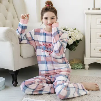Nattøj Til Kvinder Coral Velvet Pijamas Kvinder Vinter Dame Pyjamas, Nattøj Cute Pyjamas Sæt Med Lange Ærmer Kvindelige Tegnefilm
