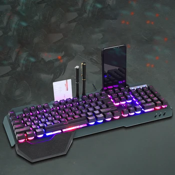 Mekanisk Gaming Tastatur Med RGB-Baggrundslys telefonholder Kablede Ergonomisk Tastatur Gamer-Tastatur Til Tablet Desktop For PUBG 18484