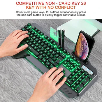 Mekanisk Gaming Tastatur Med RGB-Baggrundslys telefonholder Kablede Ergonomisk Tastatur Gamer-Tastatur Til Tablet Desktop For PUBG