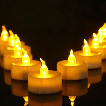 12 eller 24 stykker omgivende luft. flammeloes led bougie fyrfadslys batteri lampas con pilas gul te cirios electricos til jul dekoration