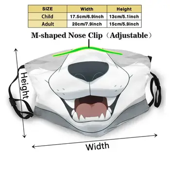 White Wolf Munden Mode Print Genanvendelige Sjove Pm2.5 Filter Munden Ansigtsmaske Furry Tegnefilm Munden Ansigtsmaske Smil