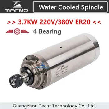 TECNR 3.7 KW vandkølet spindel motor 220V 380V diameter 100MM ER20 for cnc router maskine GDZ-100-3.7