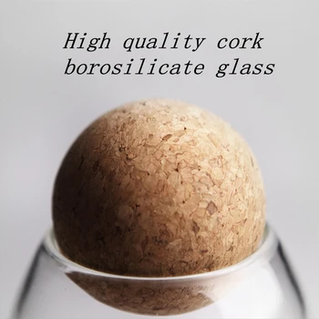 Kreative Borosilica Glas Opbevaring Jar Flaske Til Bulk Produkter Med Kork-Låg, Krydderier, Sukker Og Beholder Køkken Kan Arrangøren