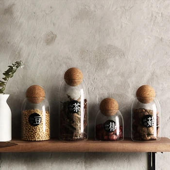 Kreative Borosilica Glas Opbevaring Jar Flaske Til Bulk Produkter Med Kork-Låg, Krydderier, Sukker Og Beholder Køkken Kan Arrangøren