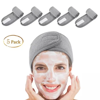 5 Stk Spa Facial Hovedbøjle Gøre Op Wrap Hoved Terry Klud Hovedbøjle Strække Håndklæde med Magic Tape