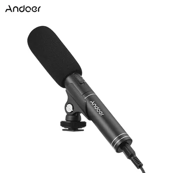 Andoer Professionel Interview-Mikrofon Shotgun Omstillelig Omni-directional Cardioid Pick-up Mode til Canon Nikon Sony DSLR