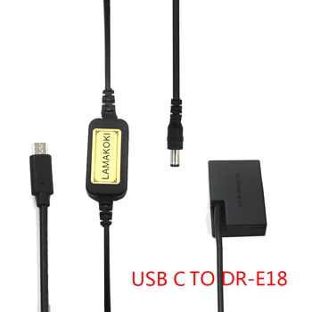 ACK-E18 DR-E18 Power Adapter USB-C Kabel 5V LP-E17-Dummy Batteri til Canon EOS 750D 760D 77D 800D 200D Rebel SL2 Kys X8i T6i