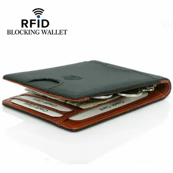 Mænd Auto Kredit kortholder i Ægte Læder RFID-Blokering Tegnebog Kort Lille Mini Tegnebøger