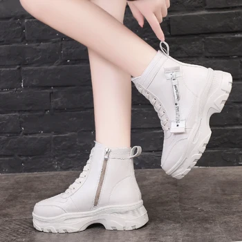 2020 Ny Platform Vinter Støvler Kvinder Varm Pels, Plys Læder Kvindelige Chunky Støvler Sort Hvid Sne Ankel Støvler Til Kvinder Sko