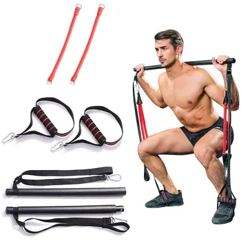 #H45 Uddannelse Apparat Bærbare Hjem Gym Modstand Bands Pilates-Bar-System, Full Body Workout Træning Kit