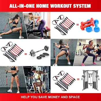 #H45 Uddannelse Apparat Bærbare Hjem Gym Modstand Bands Pilates-Bar-System, Full Body Workout Træning Kit