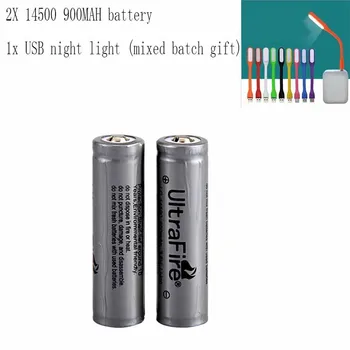 UltraFire 14500 3,6 V 900mAh Genopladelige Lithium-Batterier Med Beskyttelse fakkel lanterne opladning af batteri bank luz USBLED nat