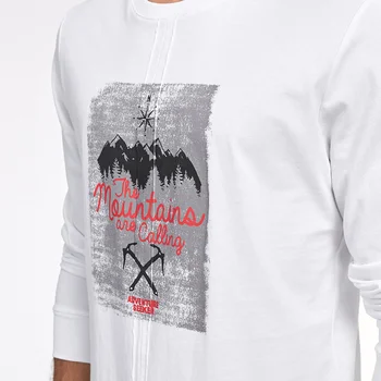 KUEGOU Bomuld Tøj 2020 Foråret Mand T-shirt med Lange Ærmer Udskrivning Tshirt Efterår Mode Hvid T-Shirt Mænd Top ZT-88003