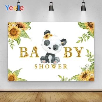 Yeele Baby Brusebad Panda Solsikker Fødselsdag Gave Baggrund Photophone Fotografering til Foto-Studio Dekoration Tilpasset Størrelsen
