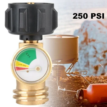 HOT 2stk Propan Gas LP-Tanken, Flasken Måle Gas Grill BBQ RV Pres Adapter Meter Indikator Messing Kobber