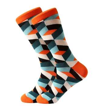 LETSBUY 2018 NYE 5 par/mange mænds bomuld sokker klassiske business casual sokker geometriske mand kjole crew sokker party gave sok