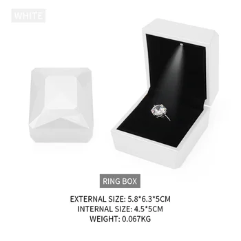 Hvid LED Kvindelige Bryllup Diamant Ring Smykker Vise opbevaringsboks Øreringe Halskæde Armbånd Smykker Holder Elsker Fødselsdag Gave