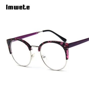 Imwete Kvinder Cat Eye Briller Ramme Metal, Plast Briller Retro Briller Optiske Briller Gennemsigtig Brillestel