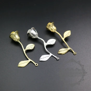 9x38mm silver,gold,rå messing farve messing rose gren vedhæng 1850277