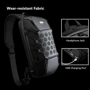 OZUKO Brystet Bag Anti Tyveri Crossbody Taske til Herre USB Charge Nye Mænd Sling Bag Udendørs Mandlige Bryst Pack Kort Tur Messenger Tasker